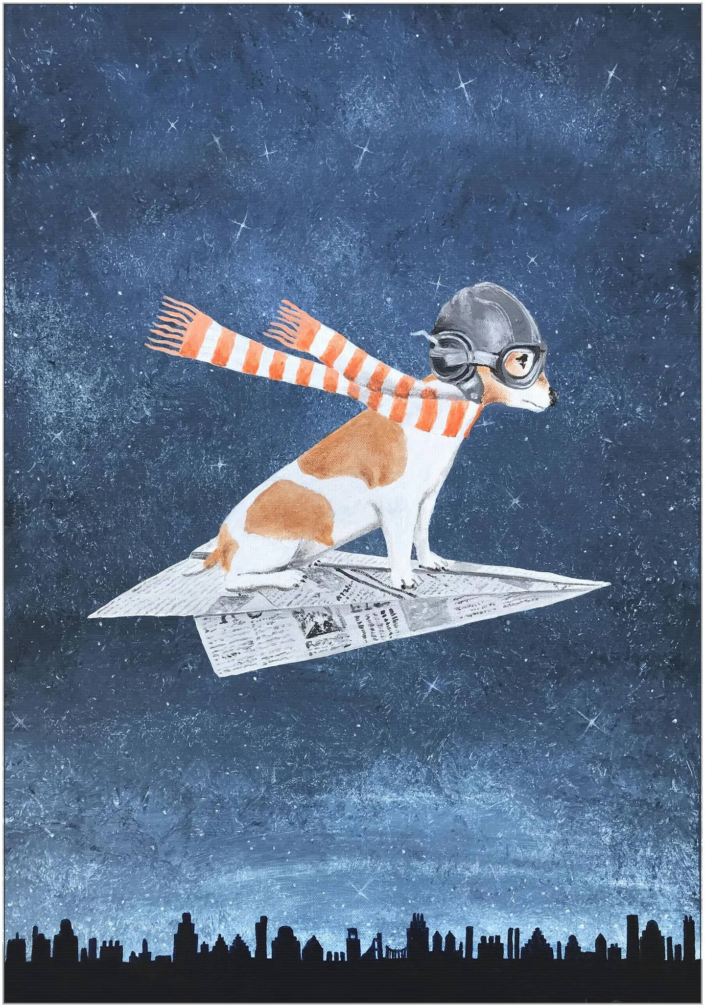 Jack Russell on paper plane