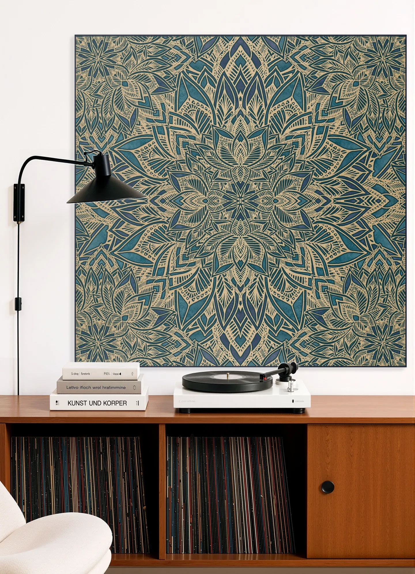 Art Deco Mandala Teal Gold