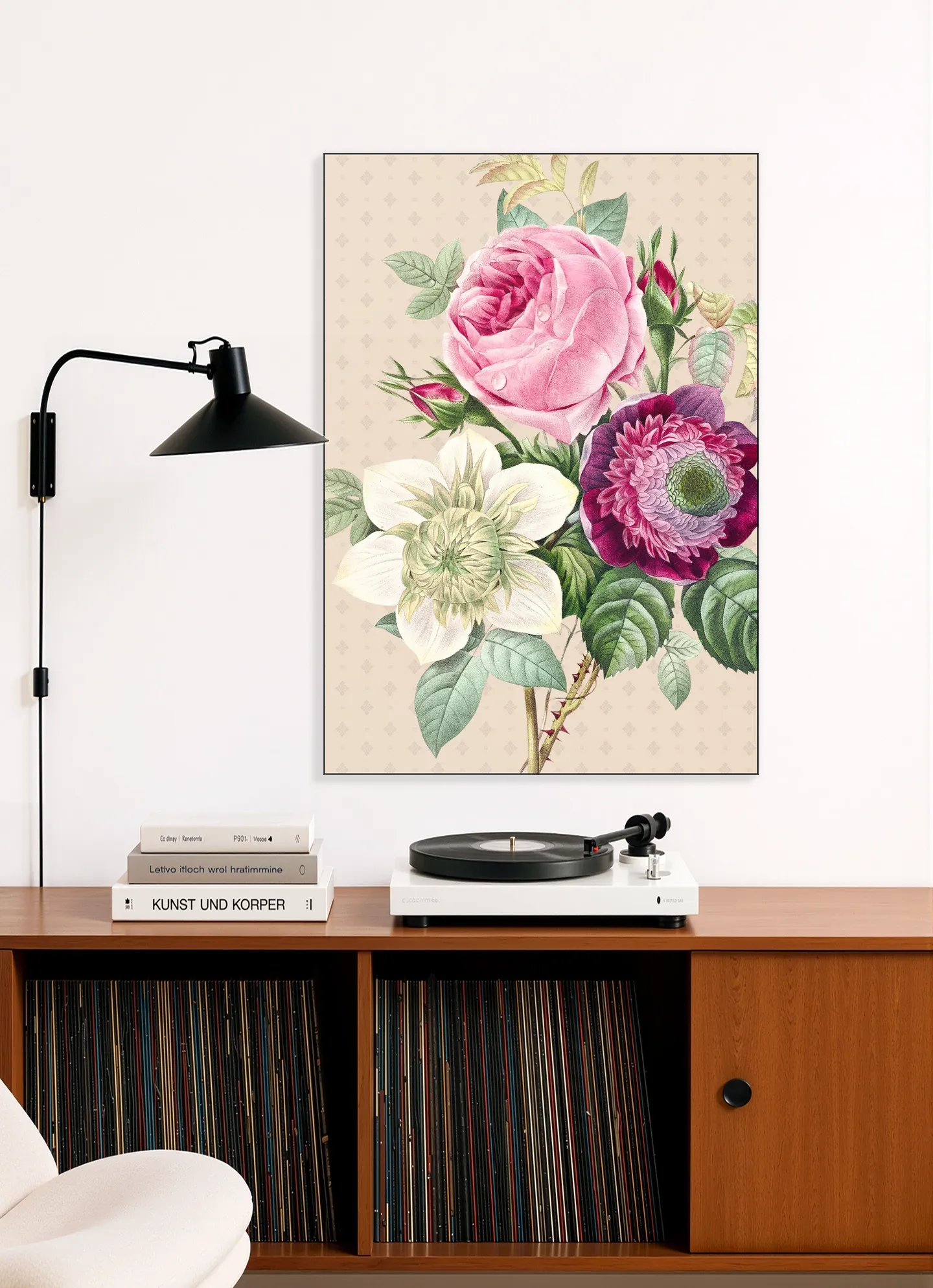 Vintage Redoute Peonies and Roses II