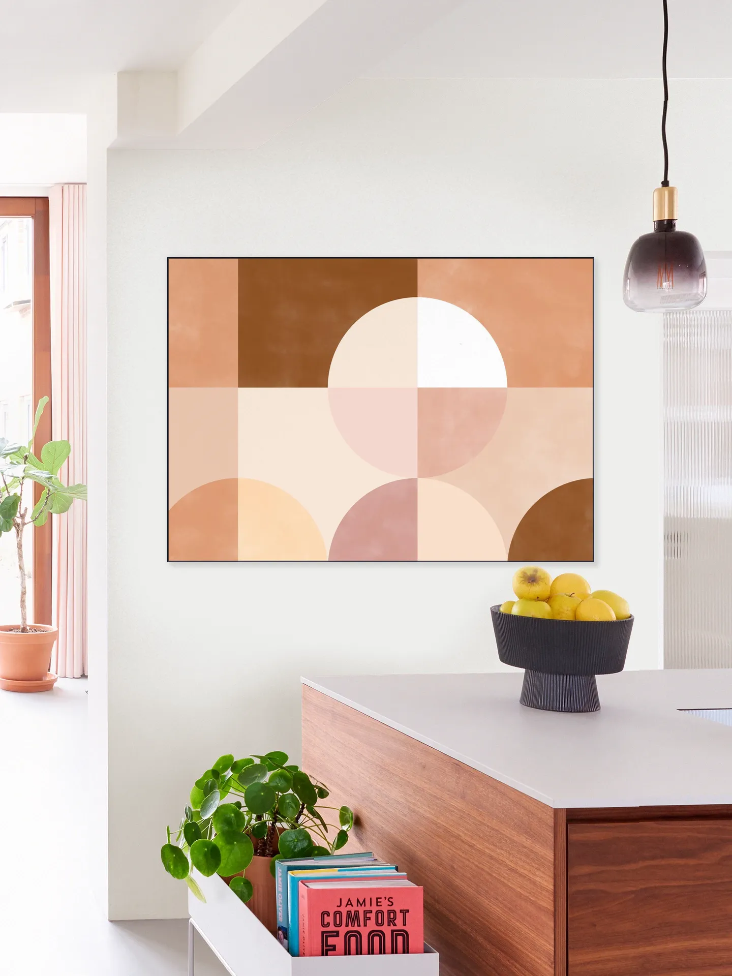 Geometric Circles and Squares in Earthy Tones