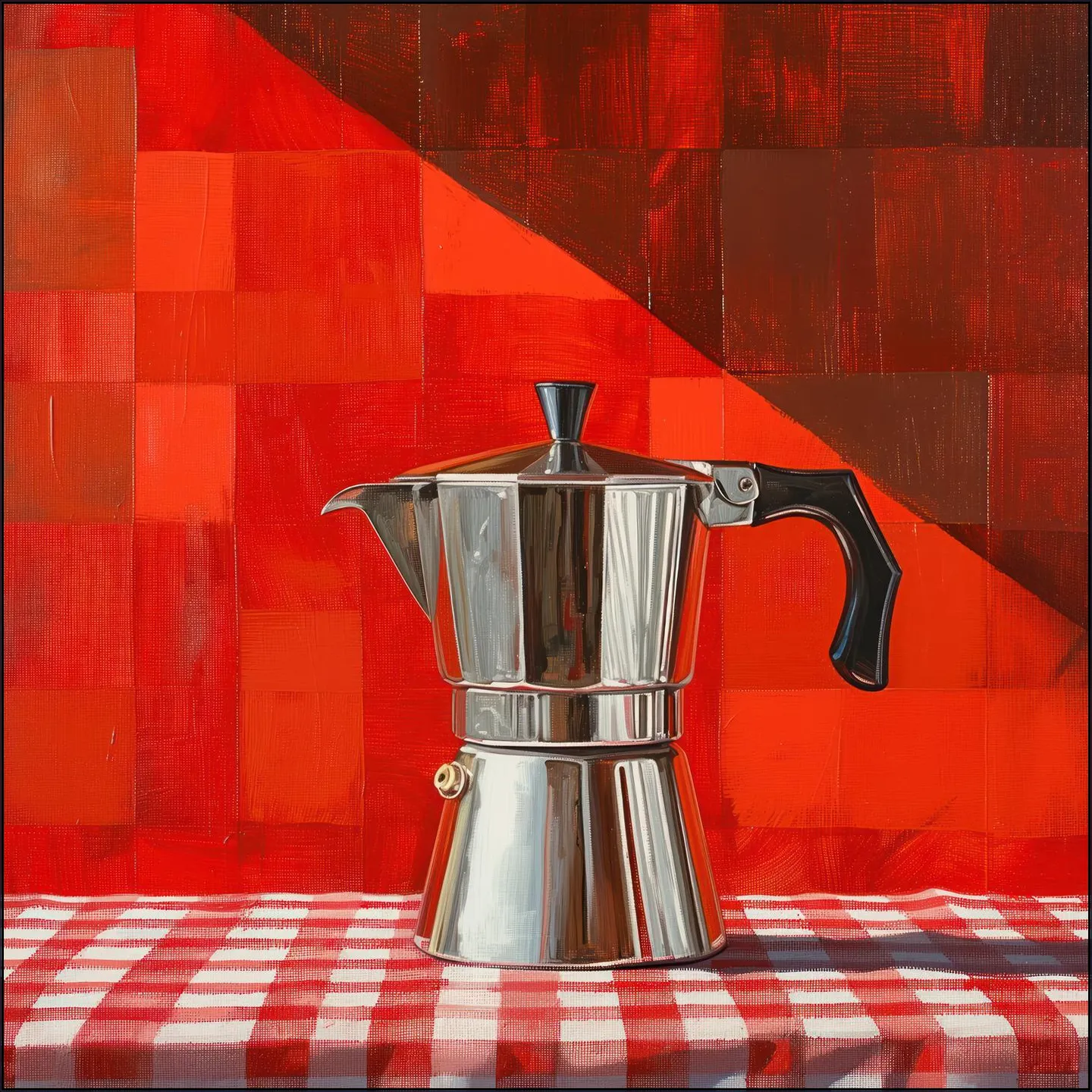 Silver Italian Percolator - Red Checkered