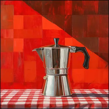 Silver Italian Percolator - Red Checkered