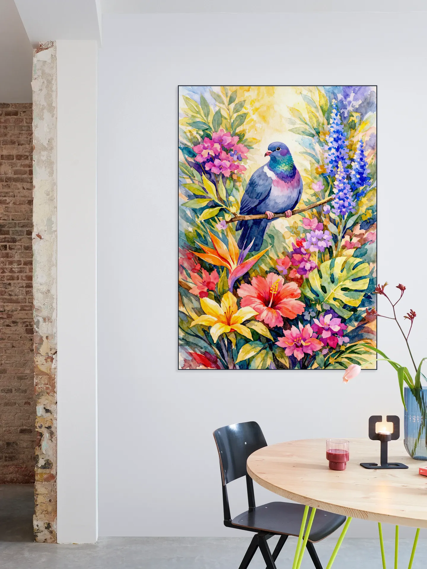 Dove Among Jungle Flowers