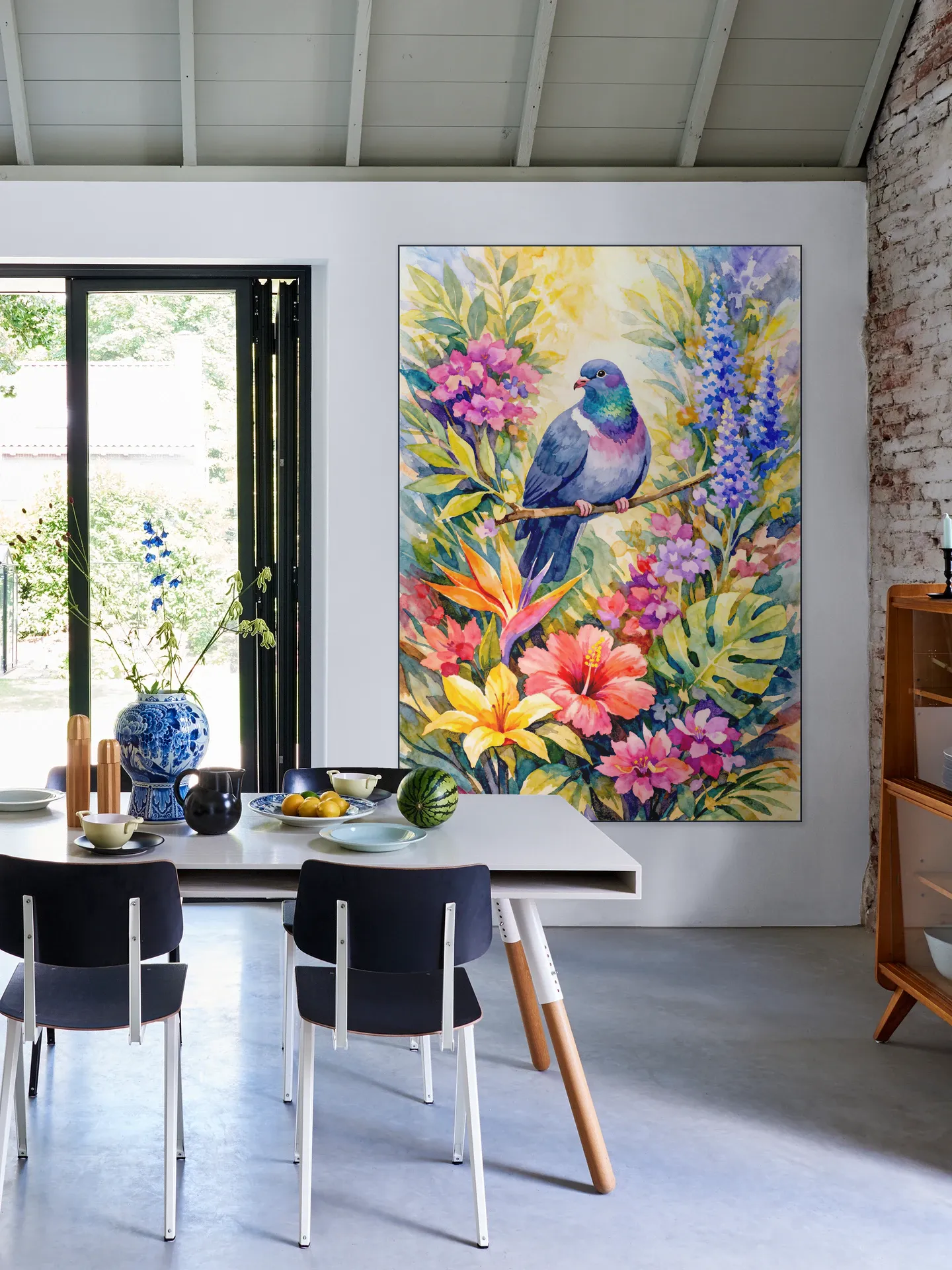 Dove Among Jungle Flowers