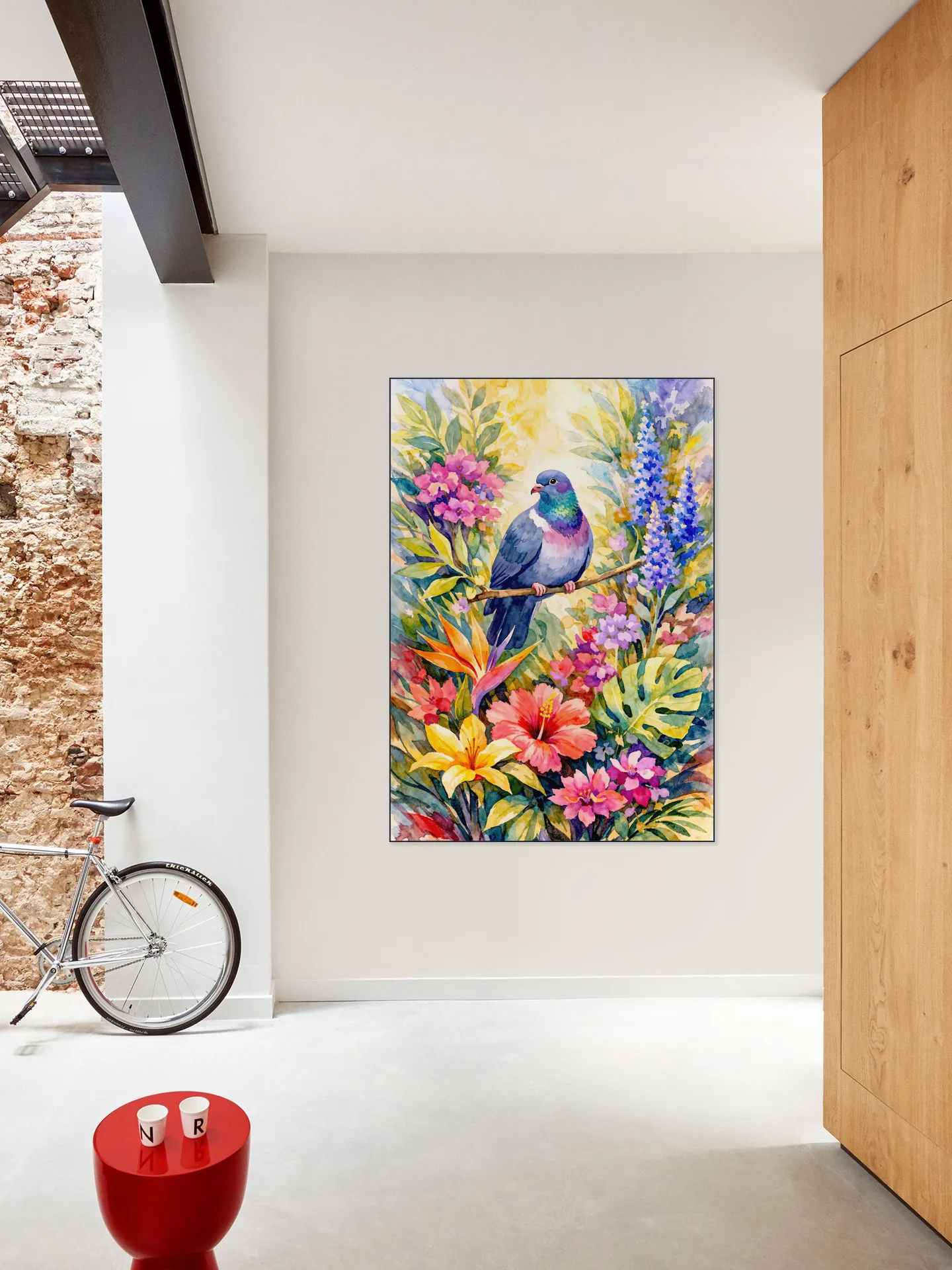 Dove Among Jungle Flowers