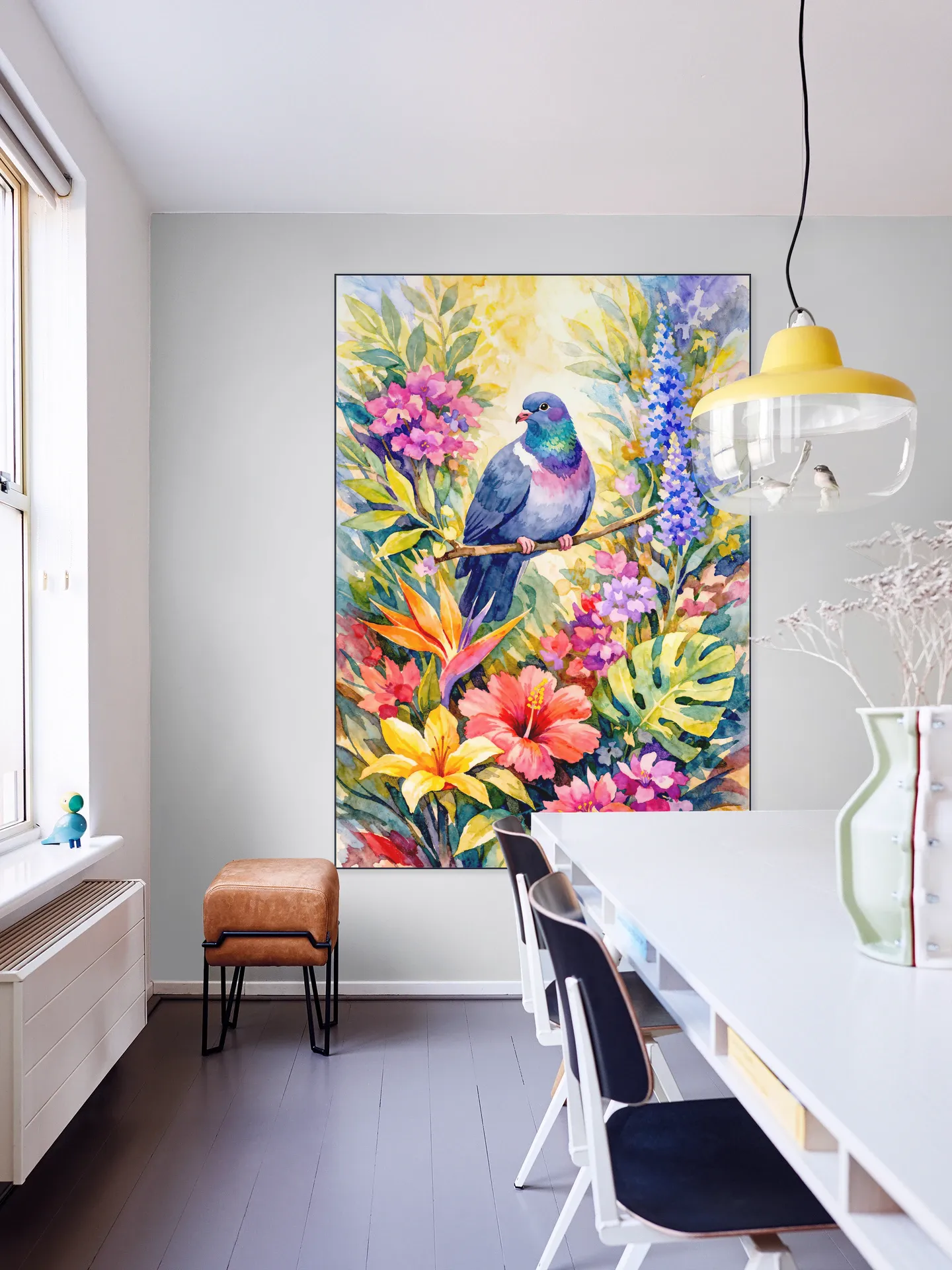 Dove Among Jungle Flowers