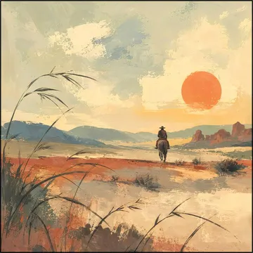 Landscape with Cowboy on Horseback