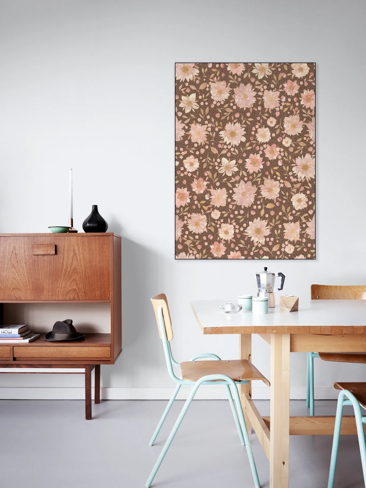 Boho Watercolour Flowers Retro Terracotta