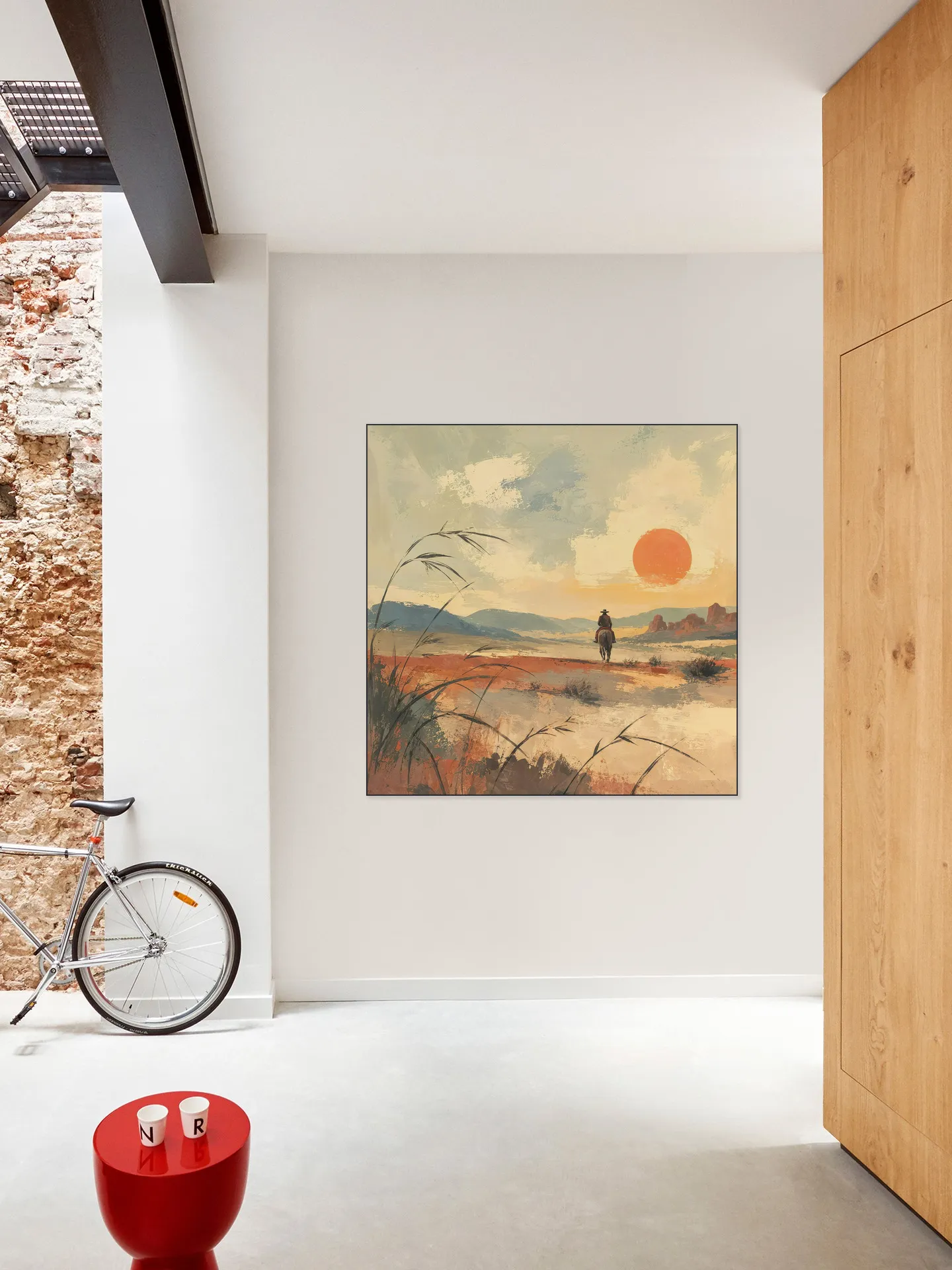 Landscape with Cowboy on Horseback
