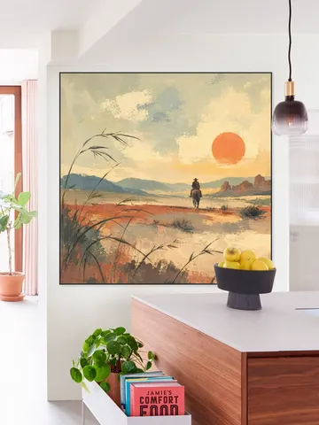 Landscape with Cowboy on Horseback