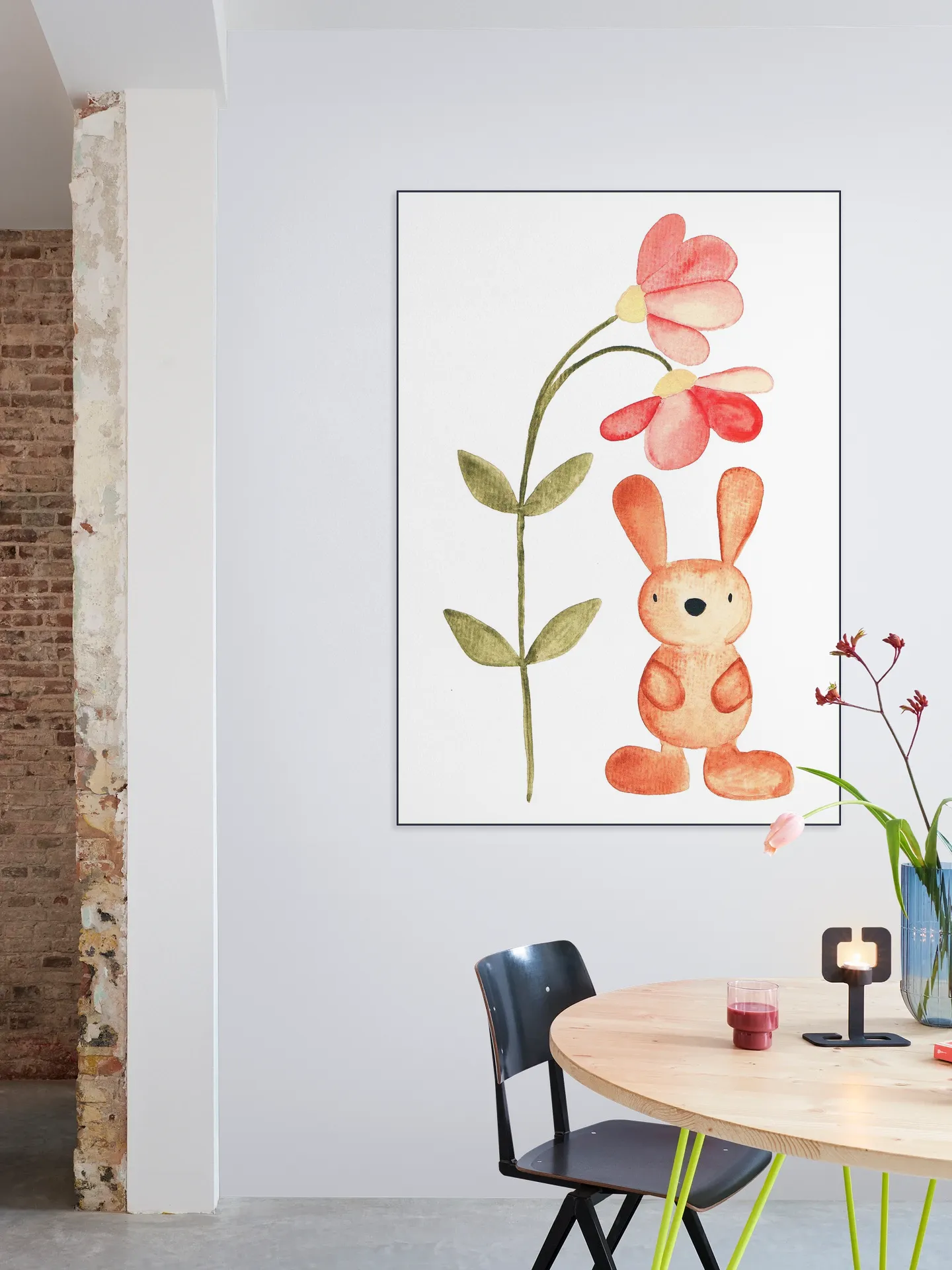 Flower and Bunny Watercolor
