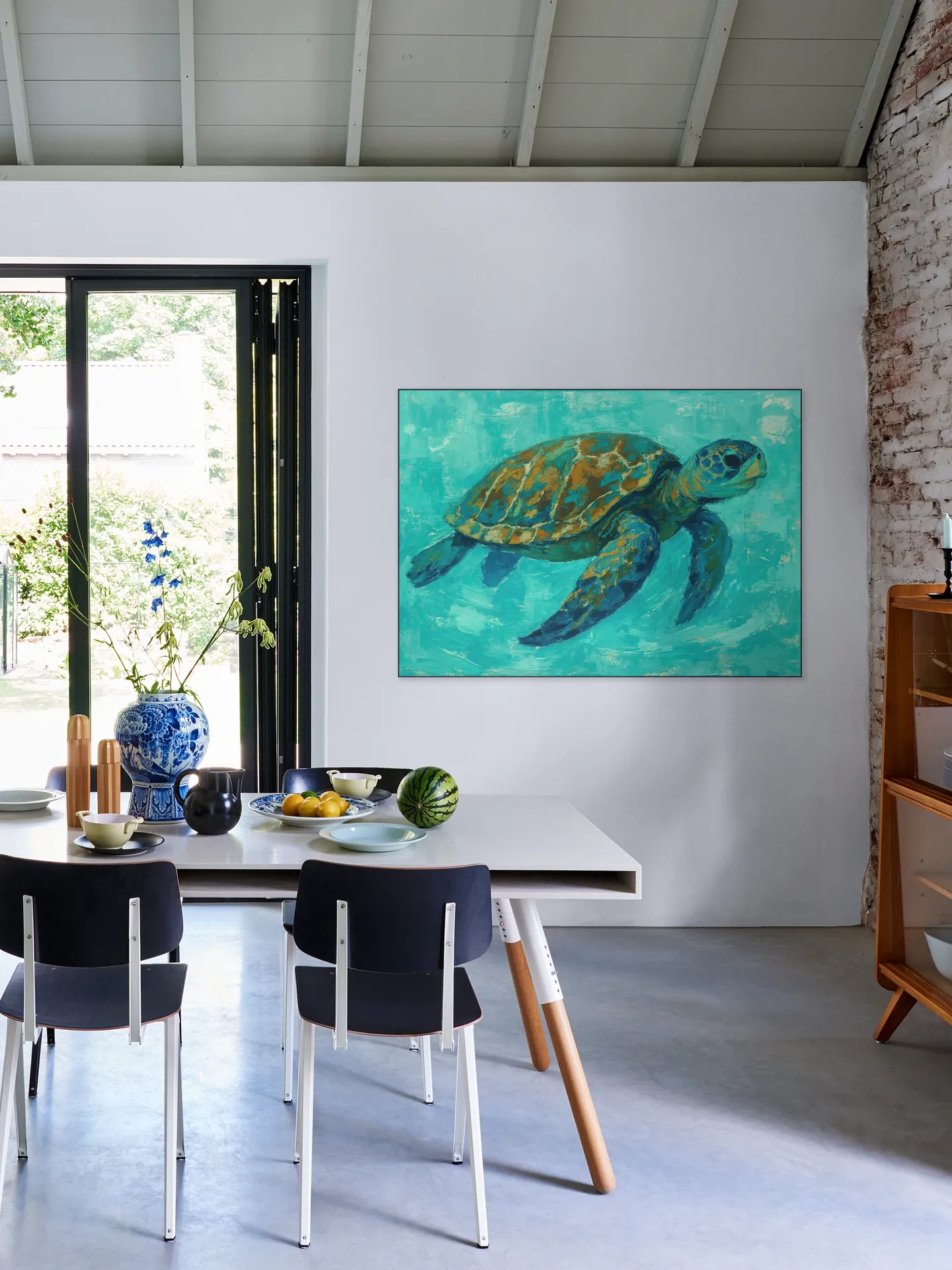 Sea Turtle Swimming in Tropical Water