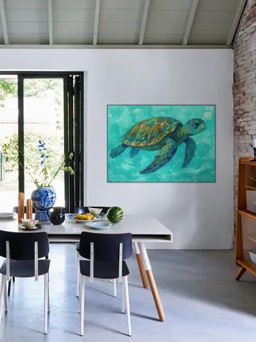 Sea Turtle Swimming in Tropical Water