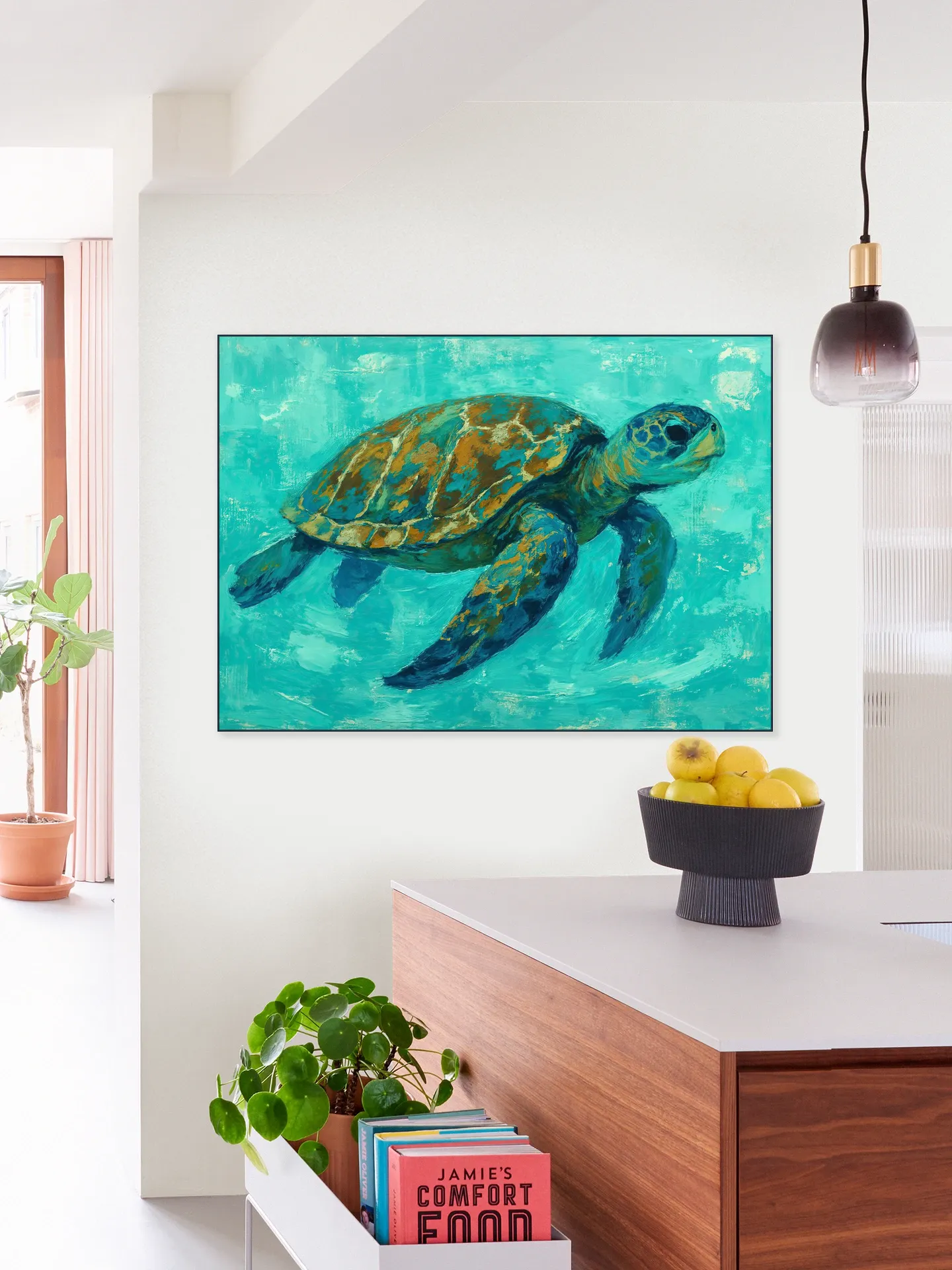 Sea Turtle Swimming in Tropical Water