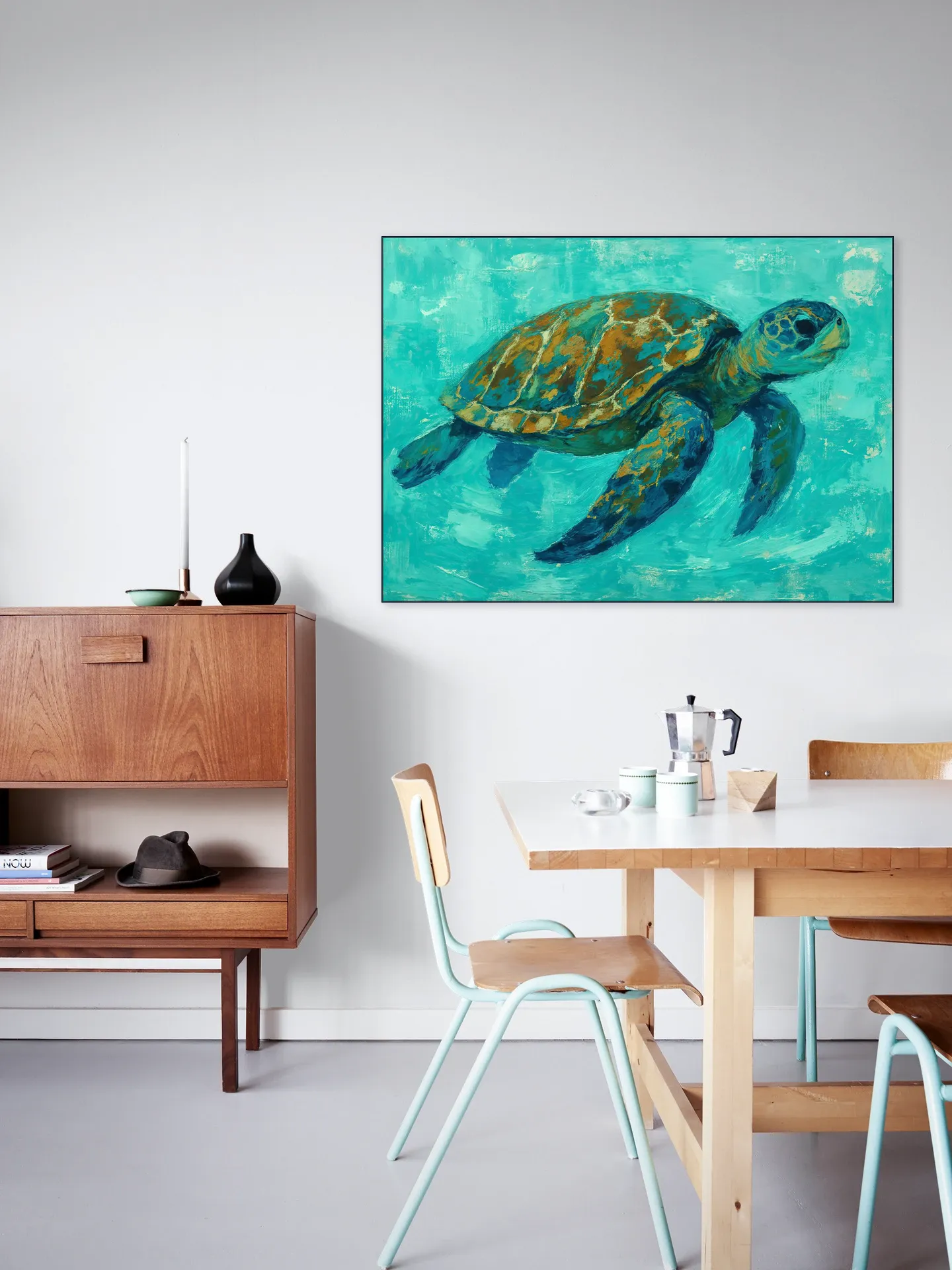Sea Turtle Swimming in Tropical Water