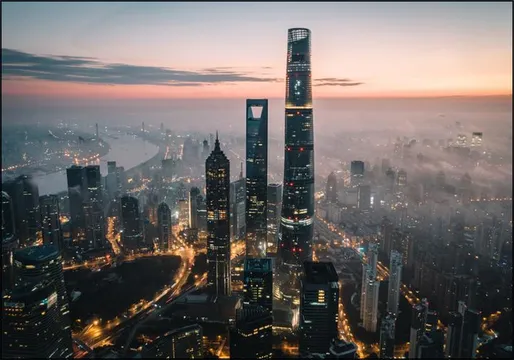 Aerial View of the Lujiazui Skyline China