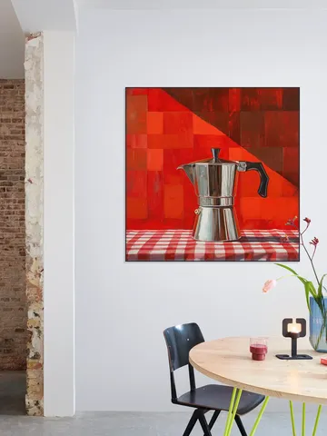 Silver Italian Percolator - Red Checkered