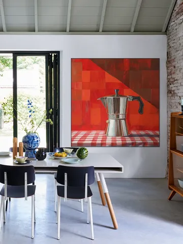 Silver Italian Percolator - Red Checkered