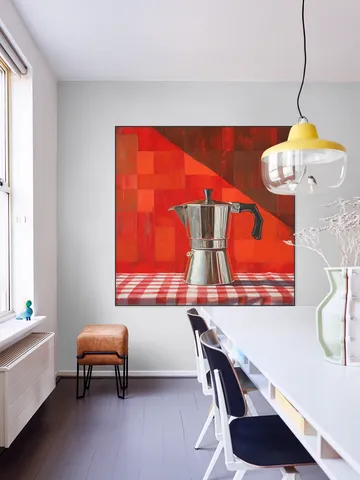 Silver Italian Percolator - Red Checkered