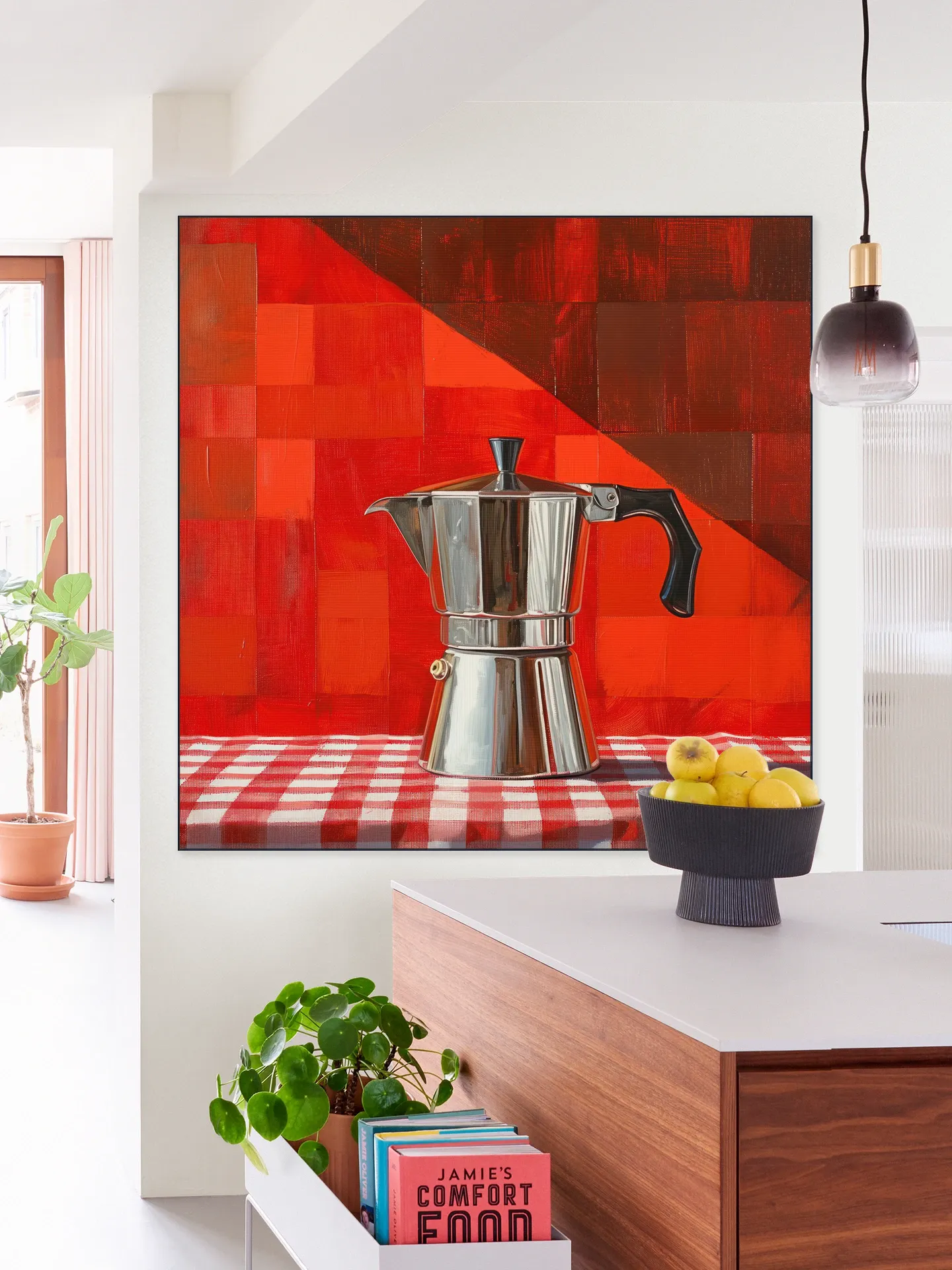 Silver Italian Percolator - Red Checkered
