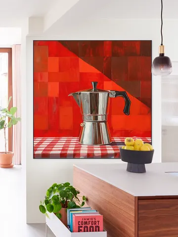 Silver Italian Percolator - Red Checkered