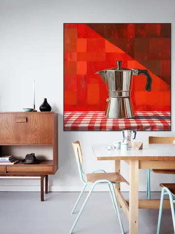 Silver Italian Percolator - Red Checkered