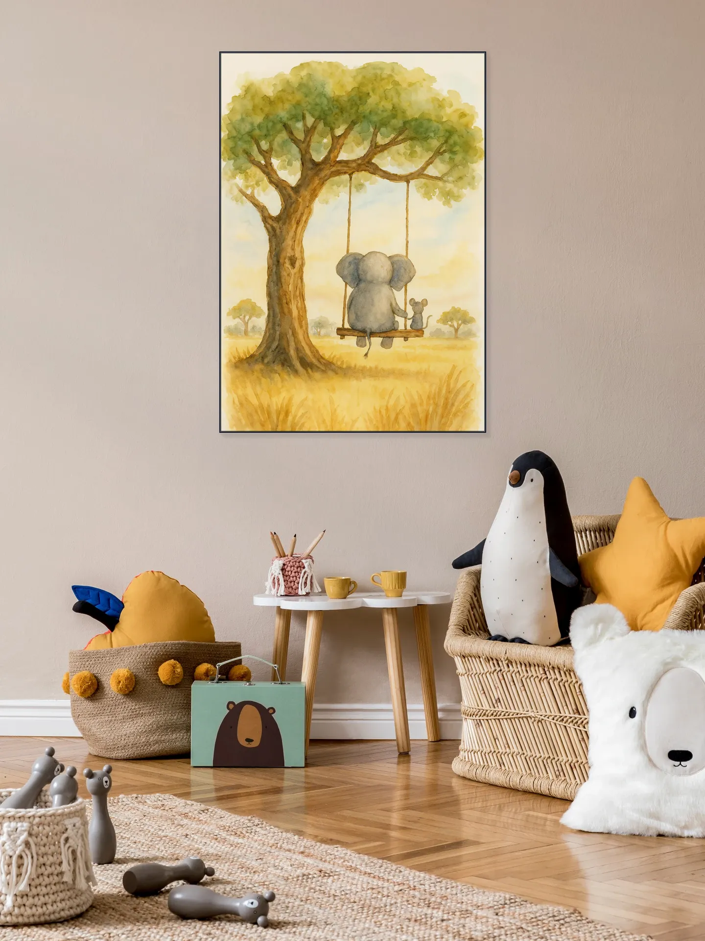 Elephant and Mouse on the Swing