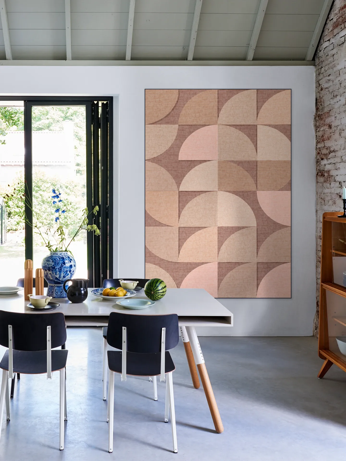 Mid Century Retro Geometry Mocha Pink Light