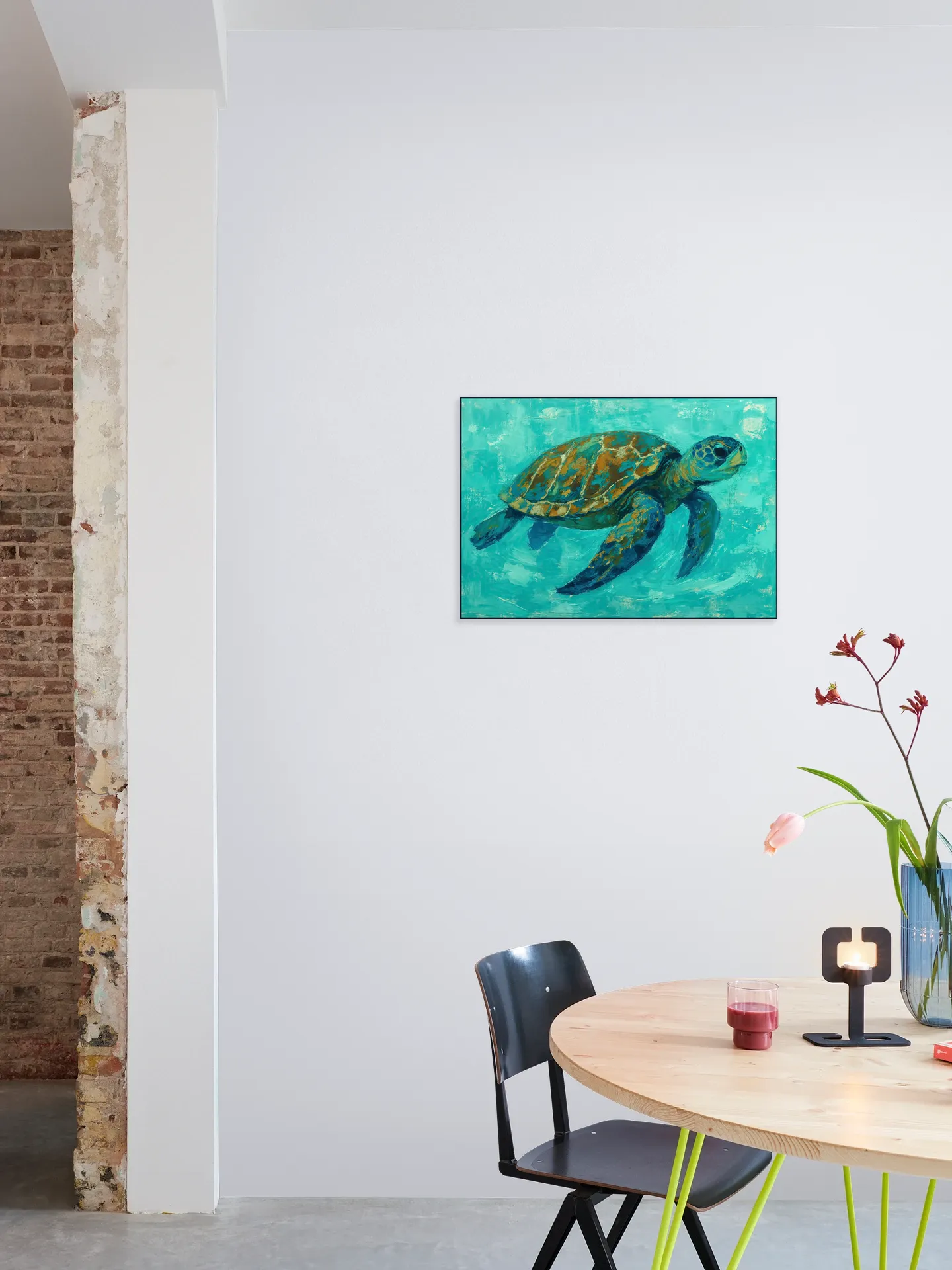 Sea Turtle Swimming in Tropical Water