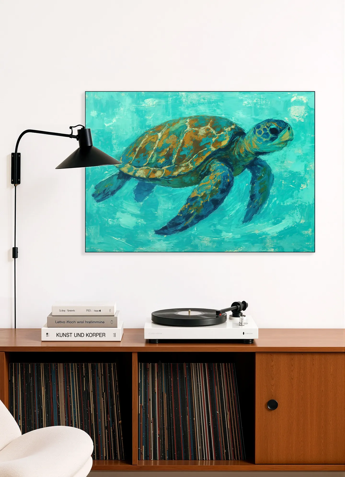 Sea Turtle Swimming in Tropical Water