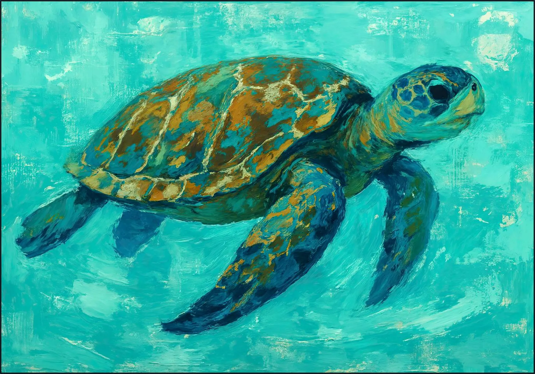 Sea Turtle Swimming in Tropical Water