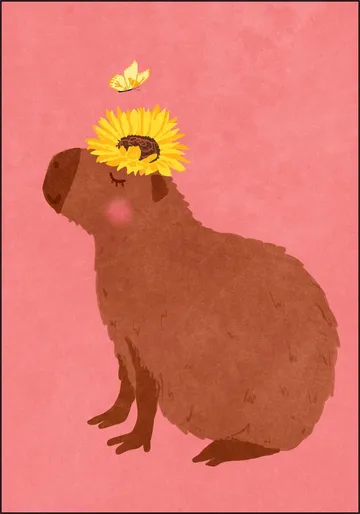 Capybara With Sunflower