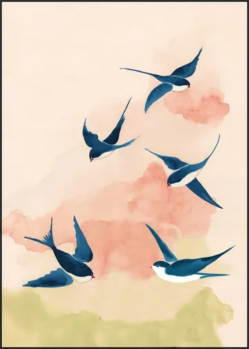 Swallows In Soft Flight