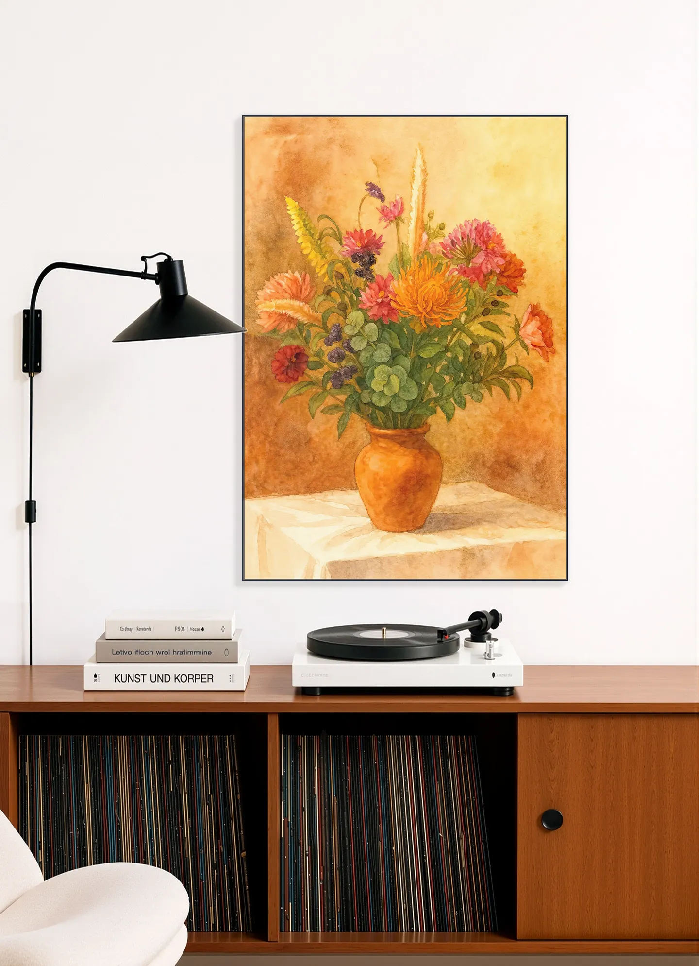 Bouquet of Flowers in Terracotta Vase