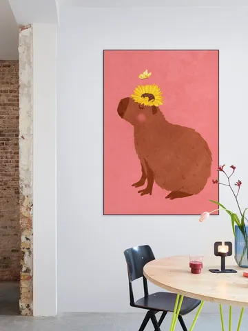 Capybara With Sunflower