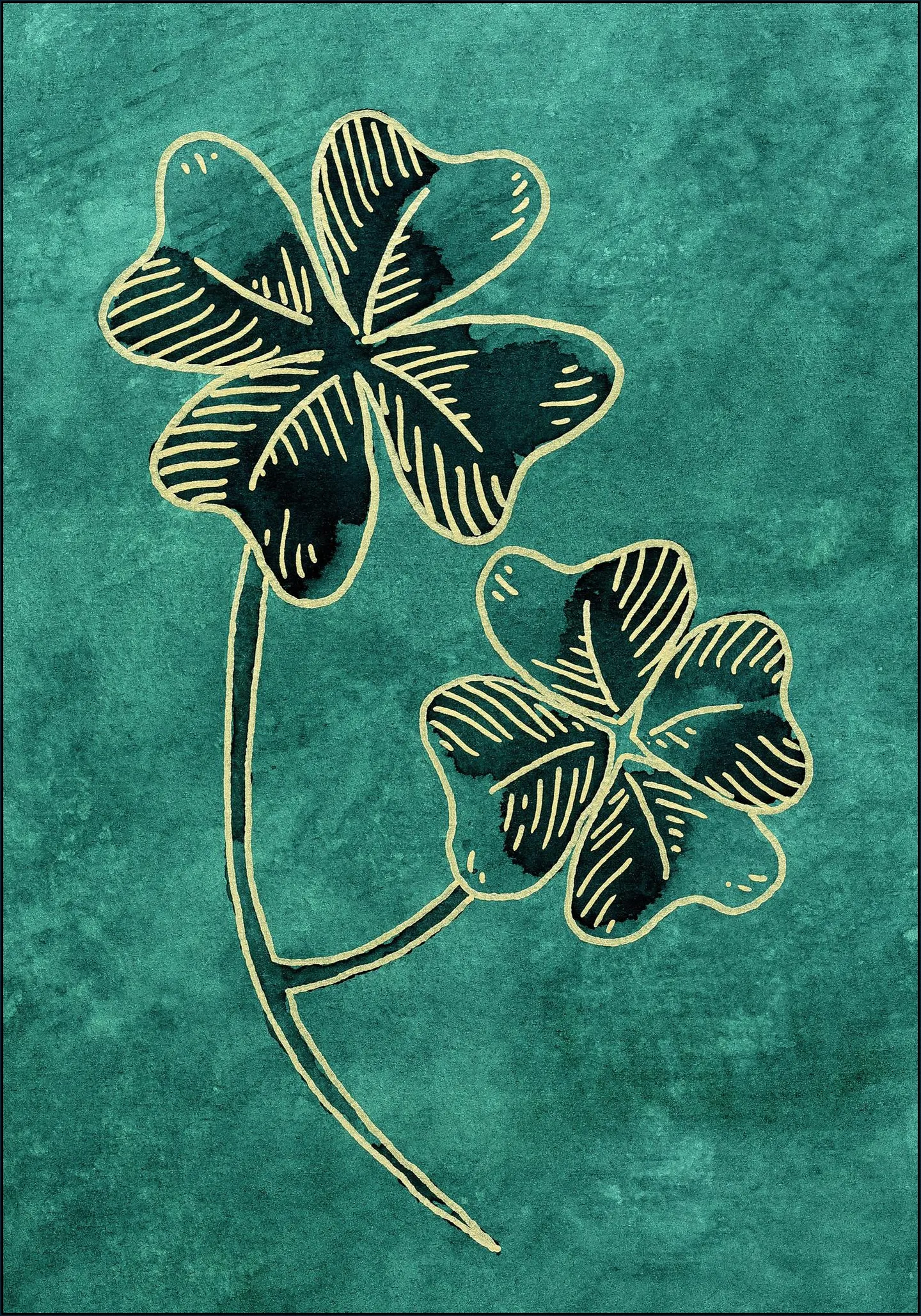 Four Leaf Clover Luck with Gold
