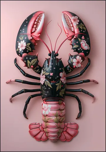Pink Black Flower Lobster