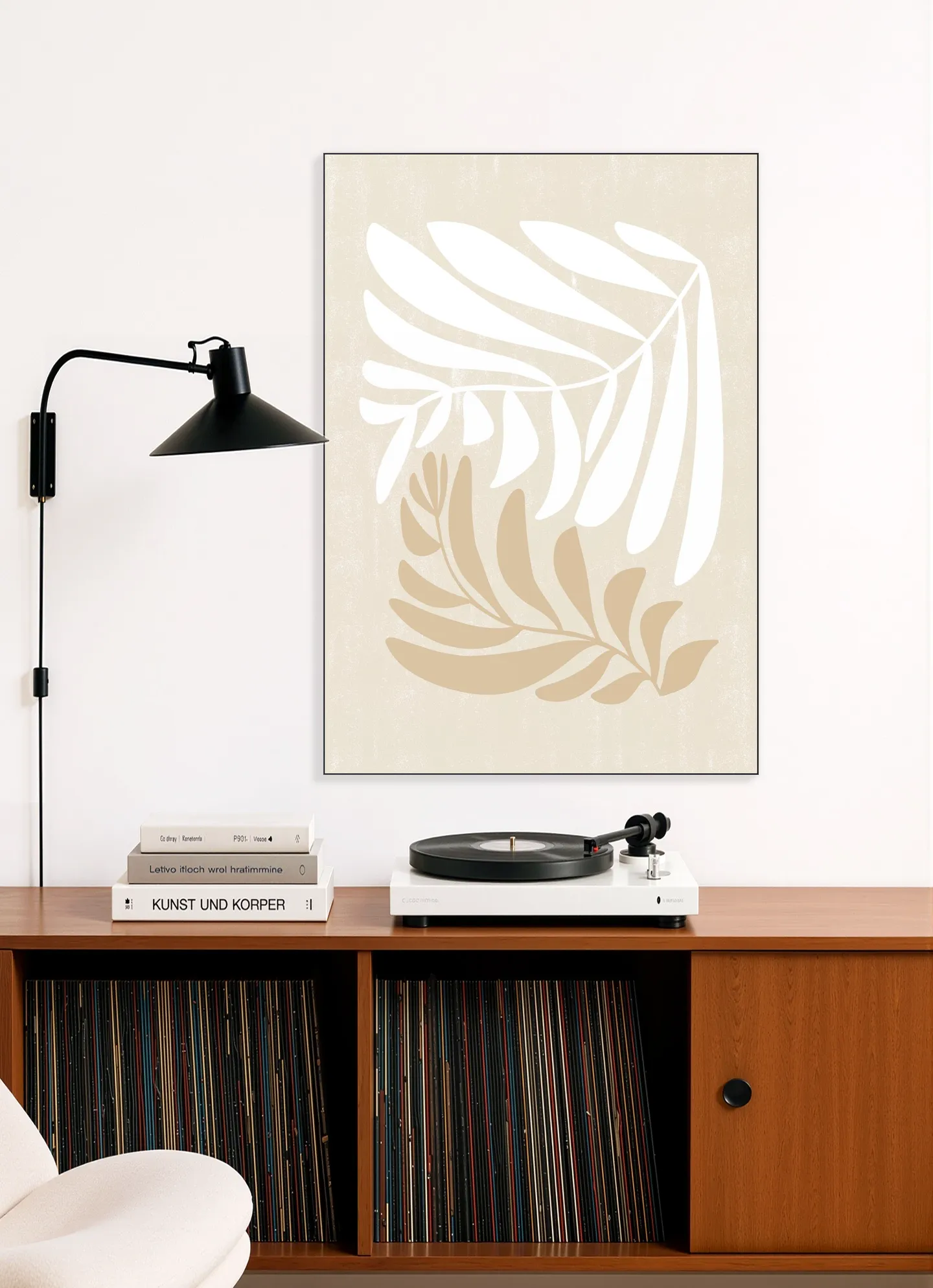 Modern Fern in Beige and White