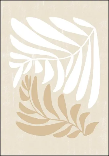 Modern Fern in Beige and White