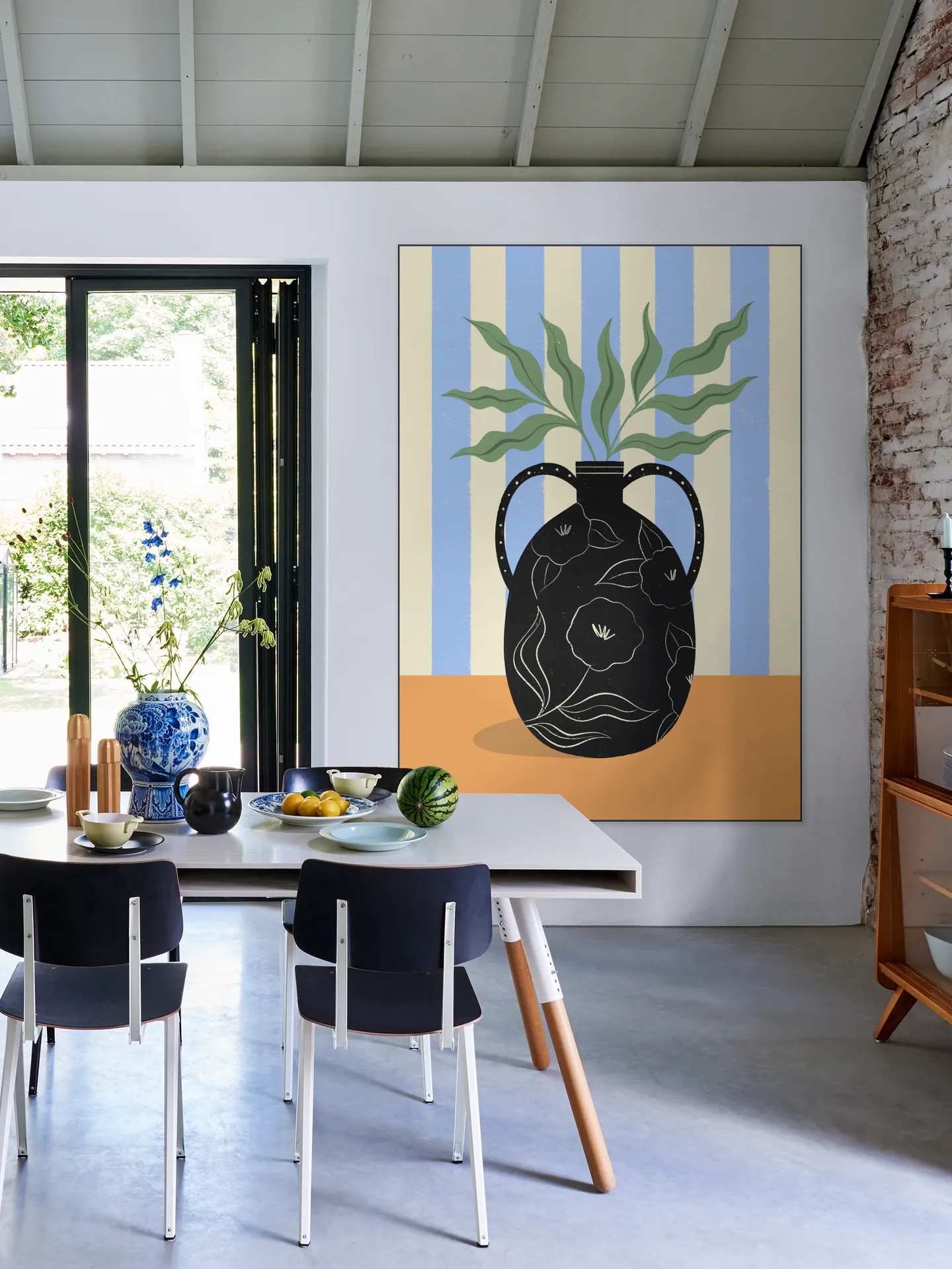 Leaves in Patterned Vase