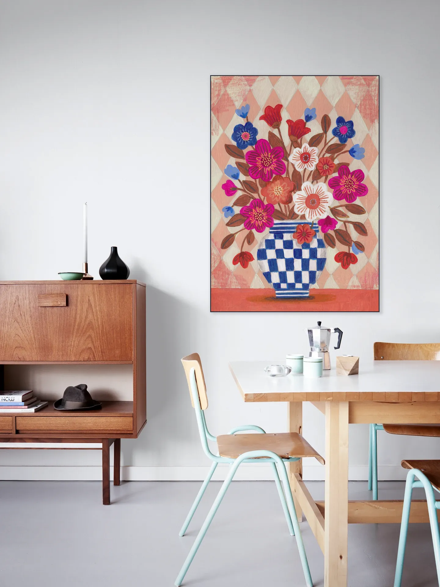 Vase Flowers Brights & Blues