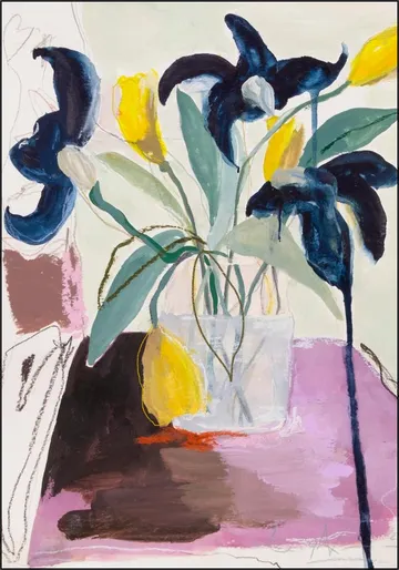 Blue Iris and Daffodils