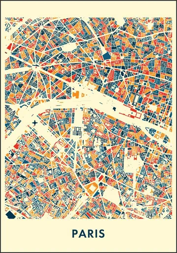 Paris Mosaic City Map