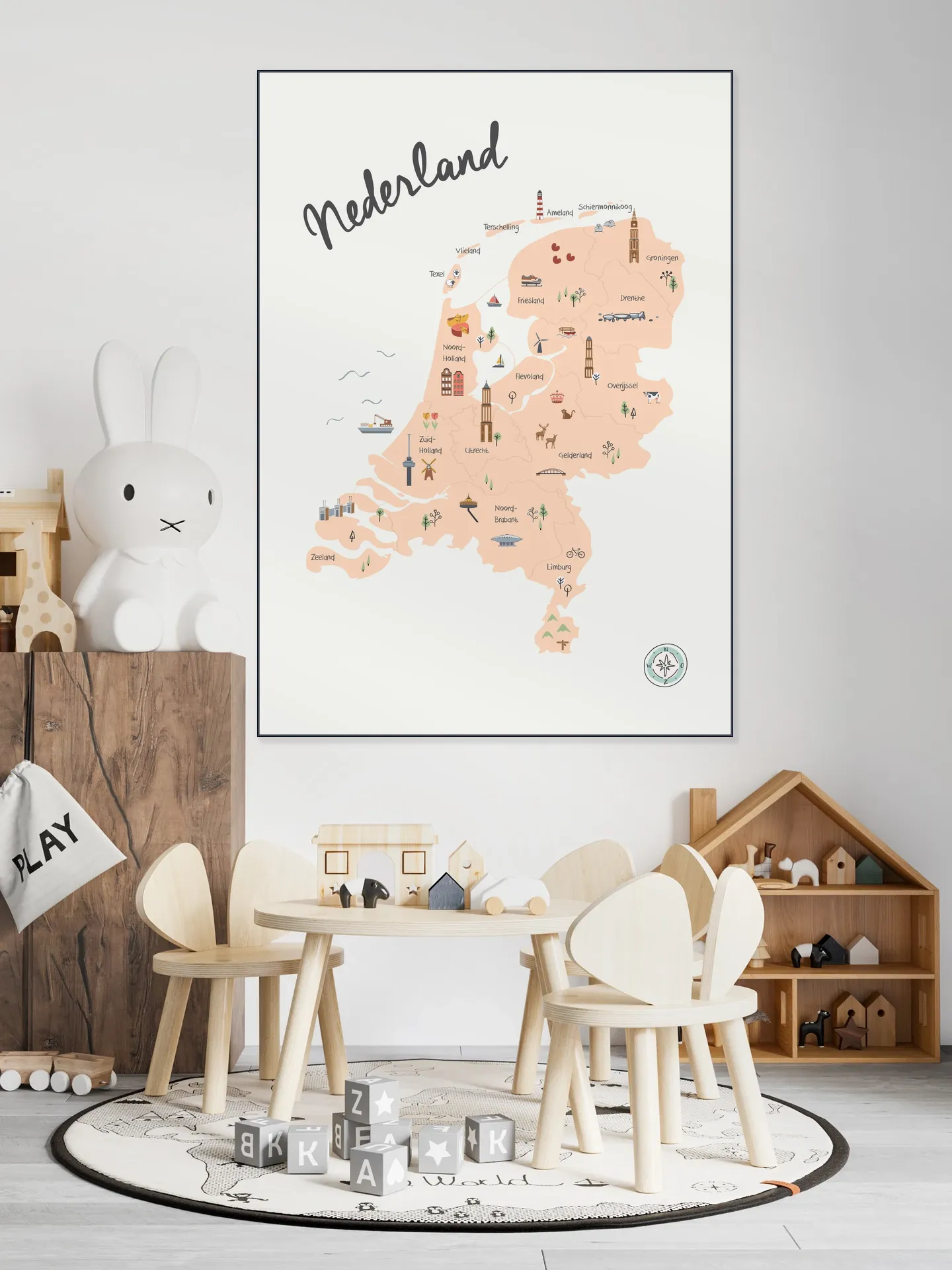 The Netherlands Kids Map beige