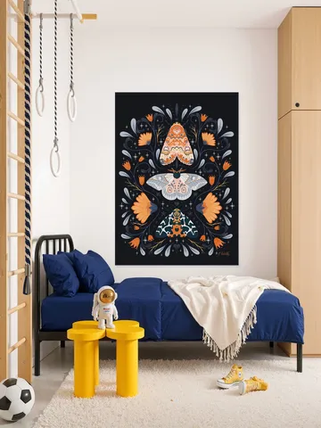 Floral Moths Black