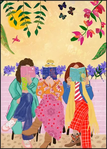 Three Girls Reading