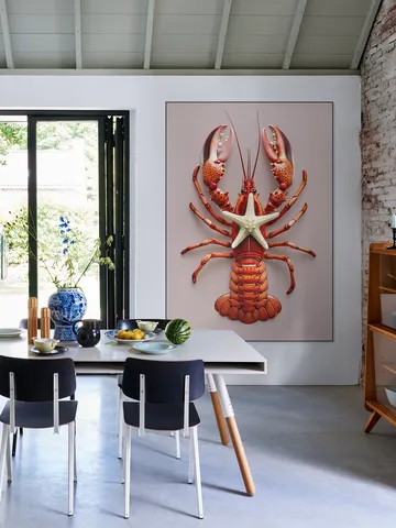 Red Lobster with Starfish - Pastel Pink