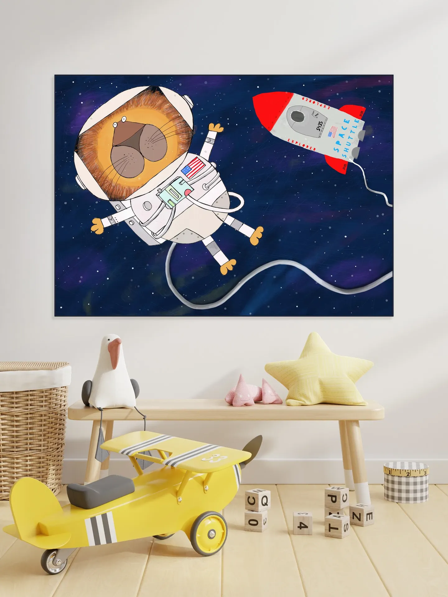 Funny Lion Astronaut is Swirling in Space