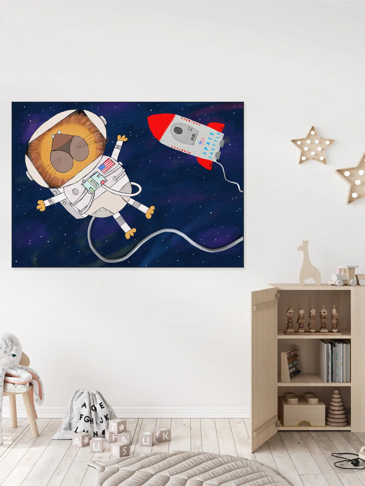 Funny Lion Astronaut is Swirling in Space