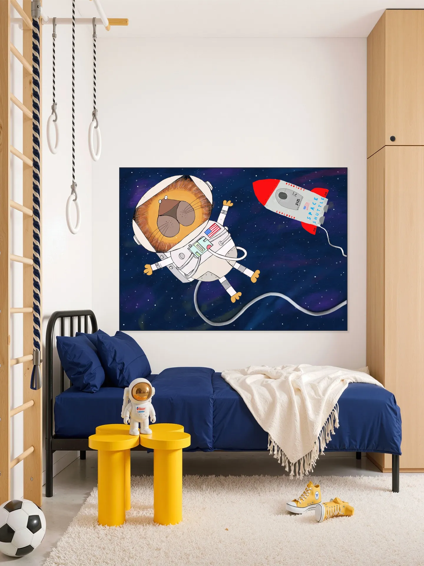 Funny Lion Astronaut is Swirling in Space
